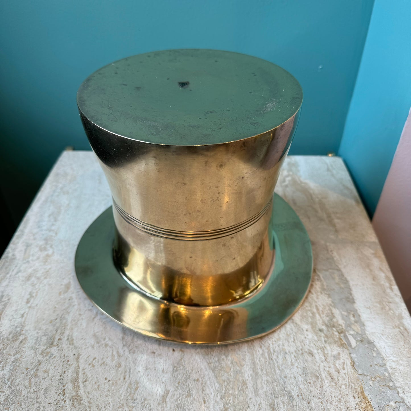 Vintage Brass Top Hat Planter/Wine Bucket