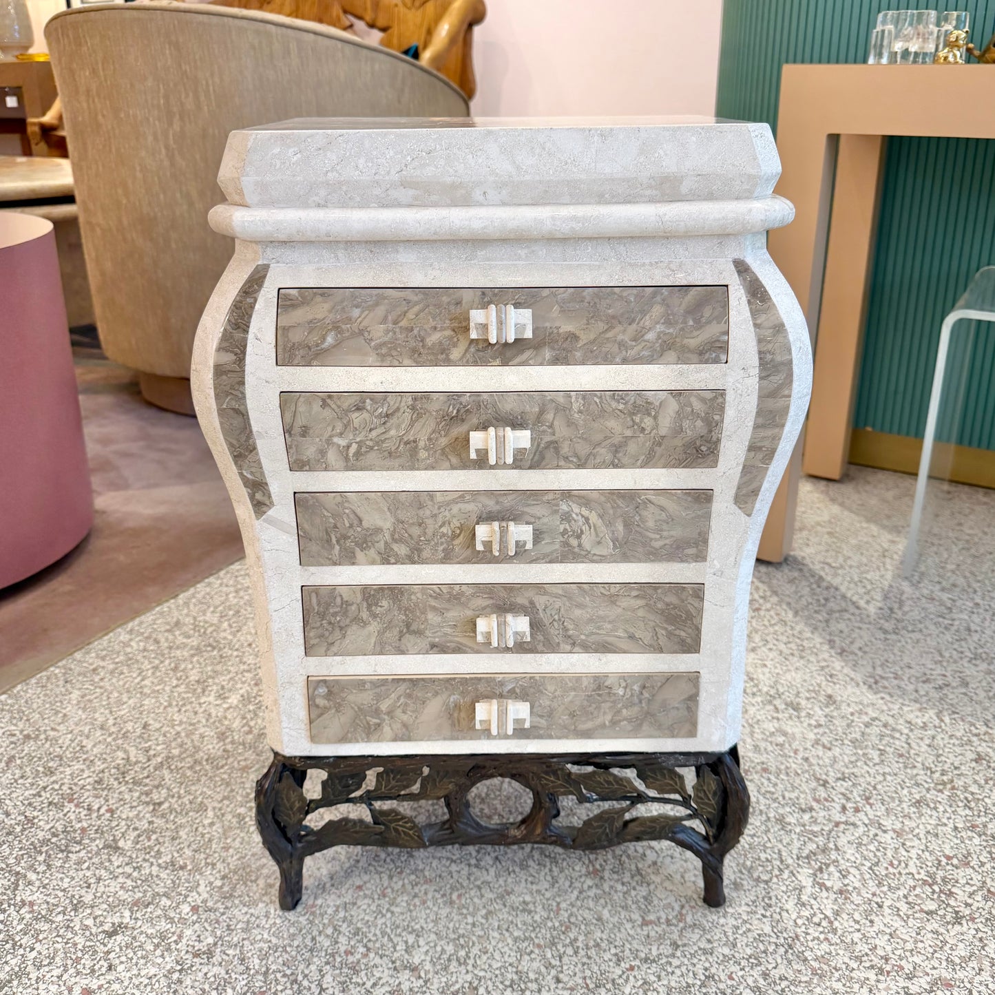 1980’s Tessellated Stone Chest of Drawers/Jewelry Armoir by Renoir Designs