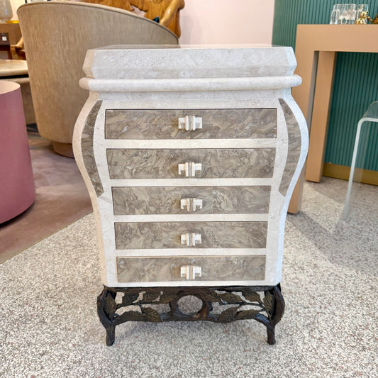 1980’s Tessellated Stone Chest of Drawers/Jewelry Armoir by Renoir Designs