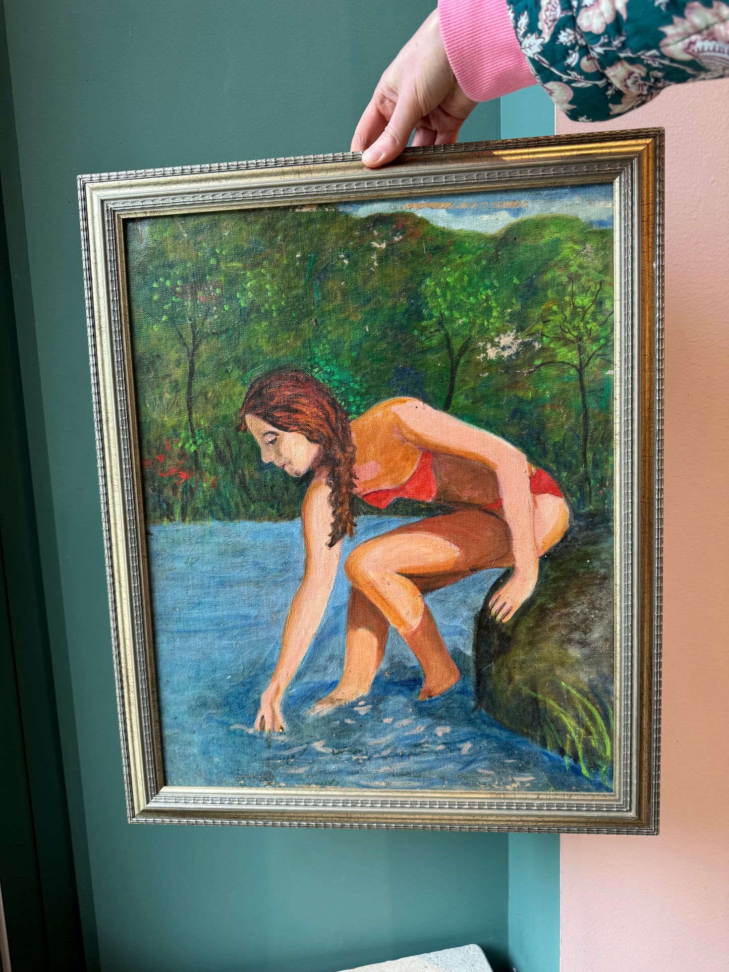 Vintage Original Framed “Bather” Artwork