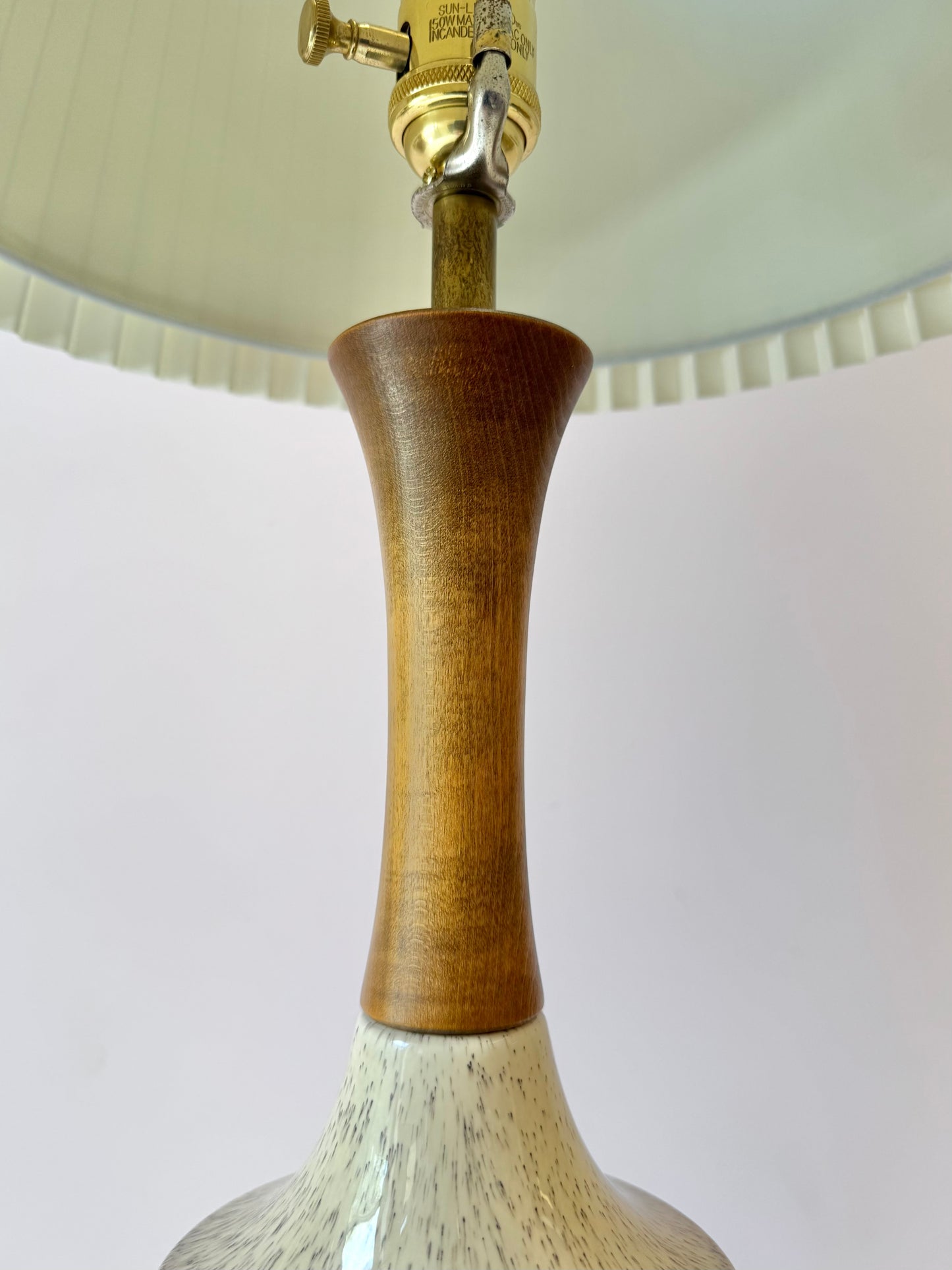 Vintage Mid-Century Ceramic and Walnut Lamp w/shade