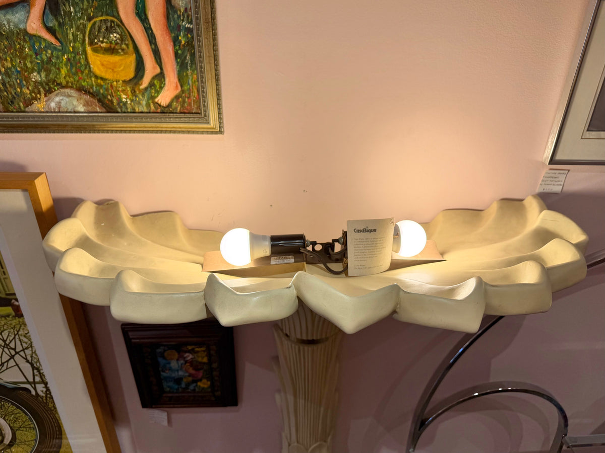 Vintage Hollywood Regency Style Cream Palm Tree Floor Lamp by Casa Bique
