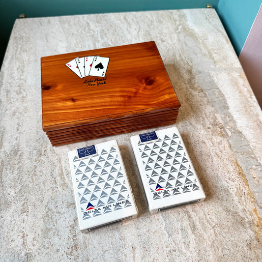Vintage Lacquered Wood Playing Card Box