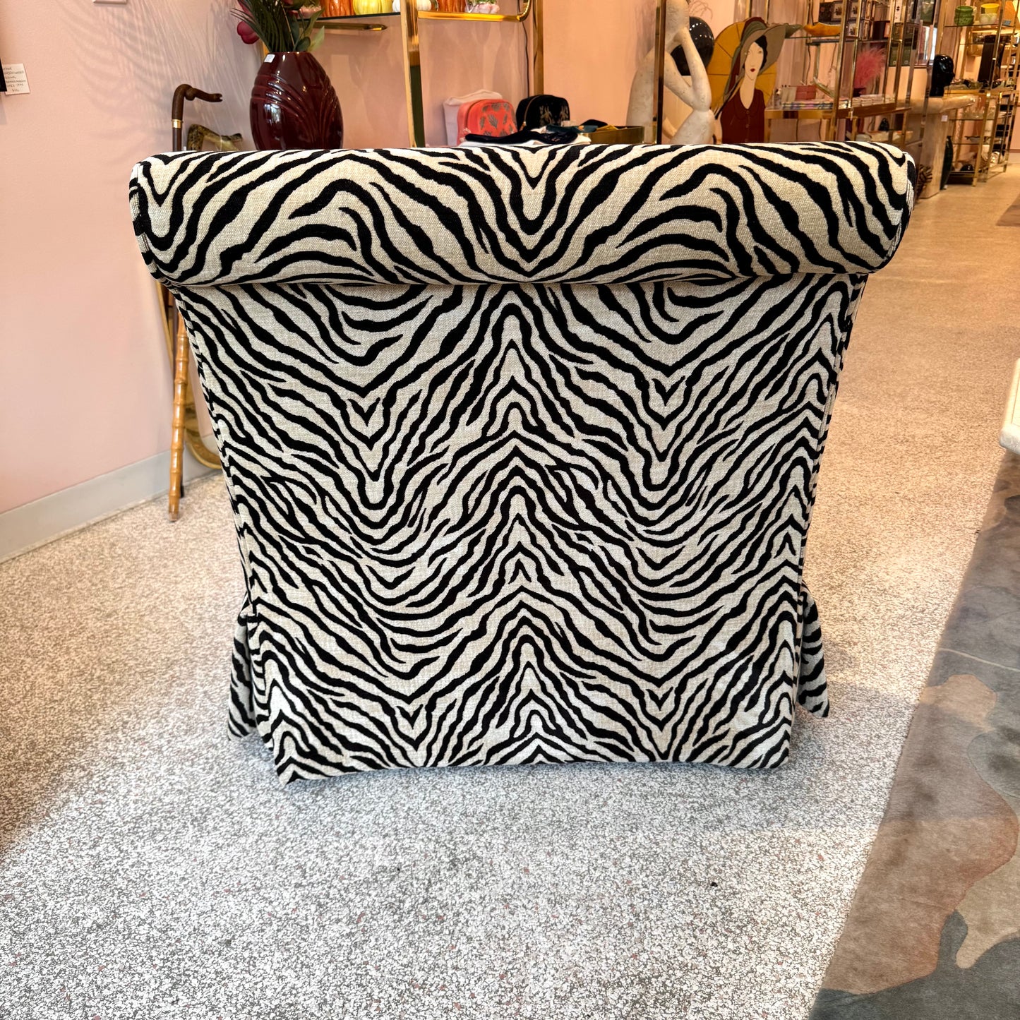 Vintage Velvet Tiger Slipper Chair