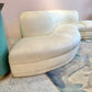 Vintage Three Piece Serpentine Ivory Sectional Sofa