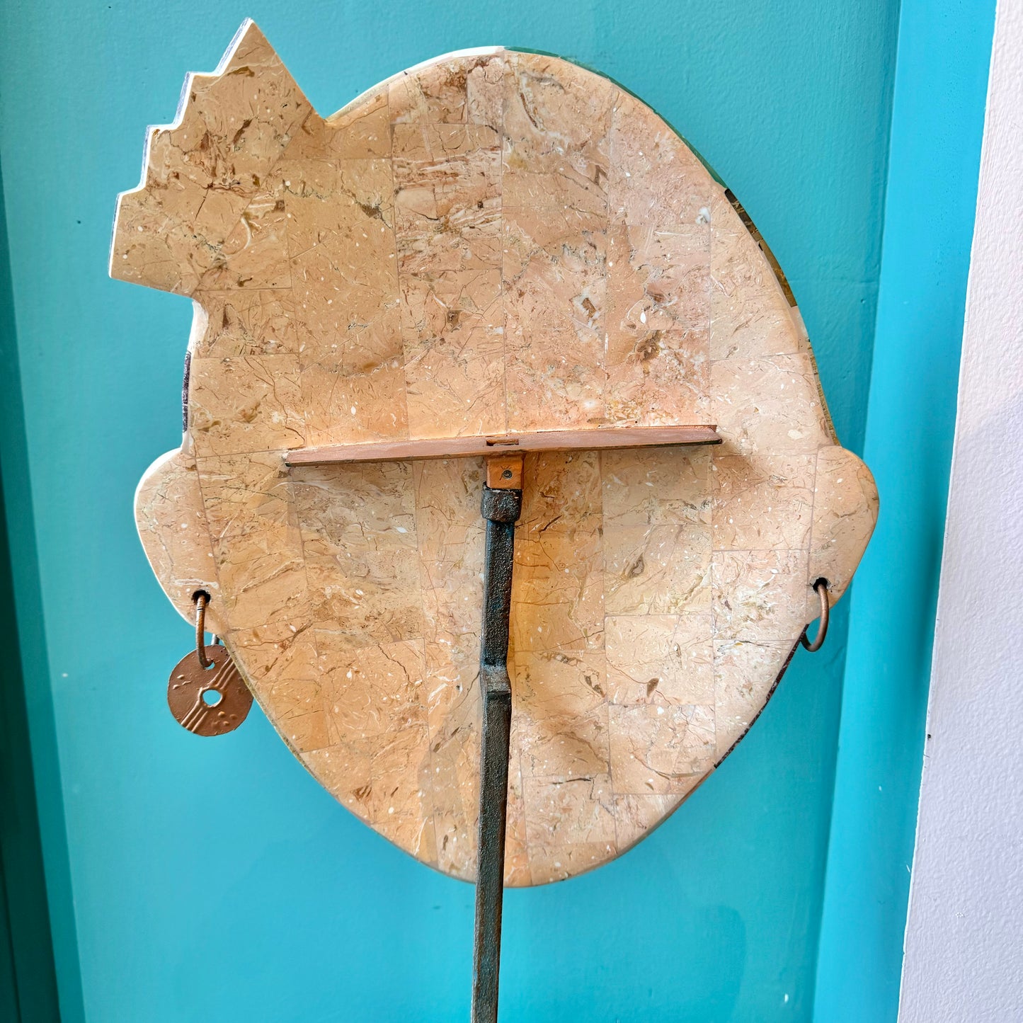 Vintage Tessellated Stone Face Mask Sculpture by Joseph De Castro