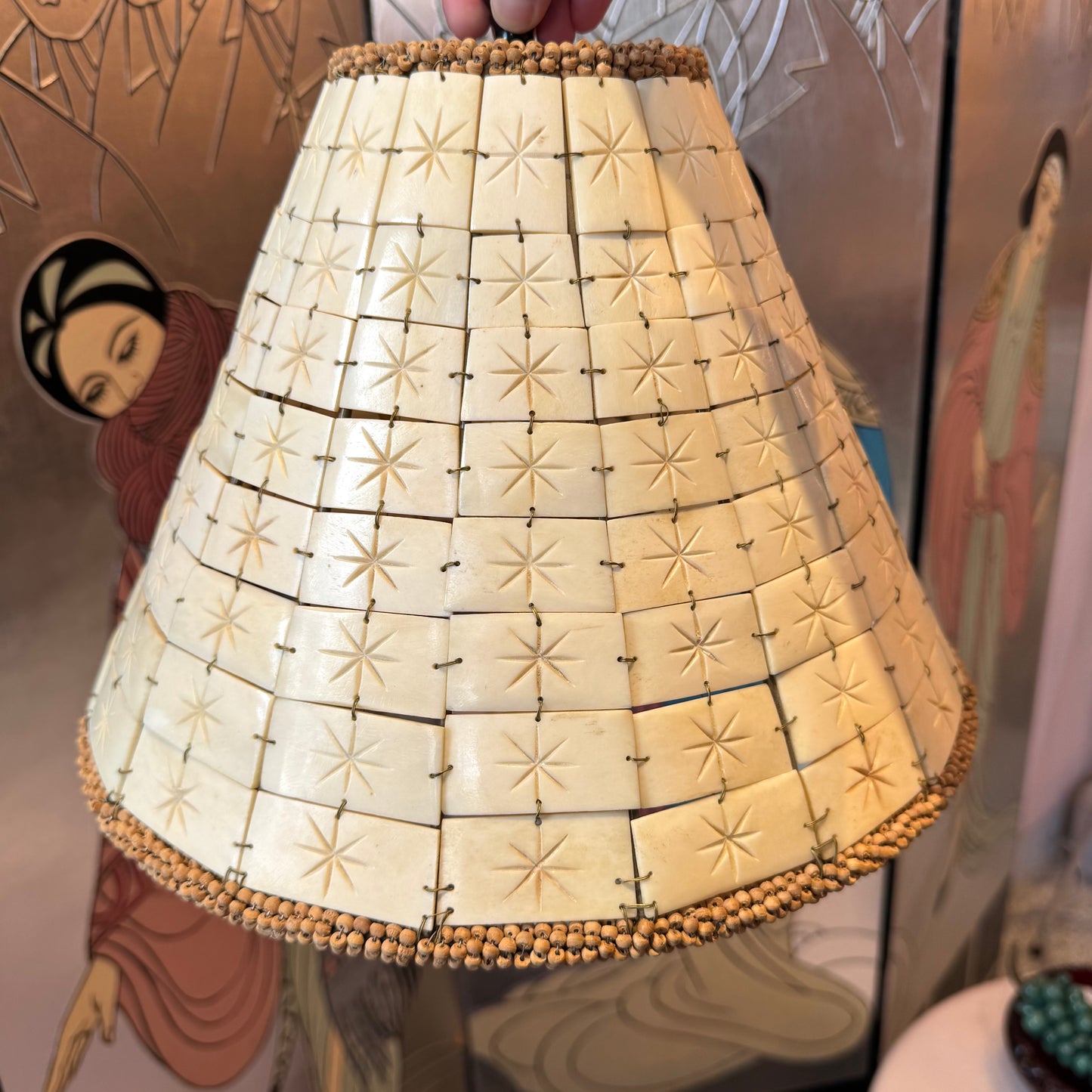Vintage Palm Tree and Tile Shade Table Lamp