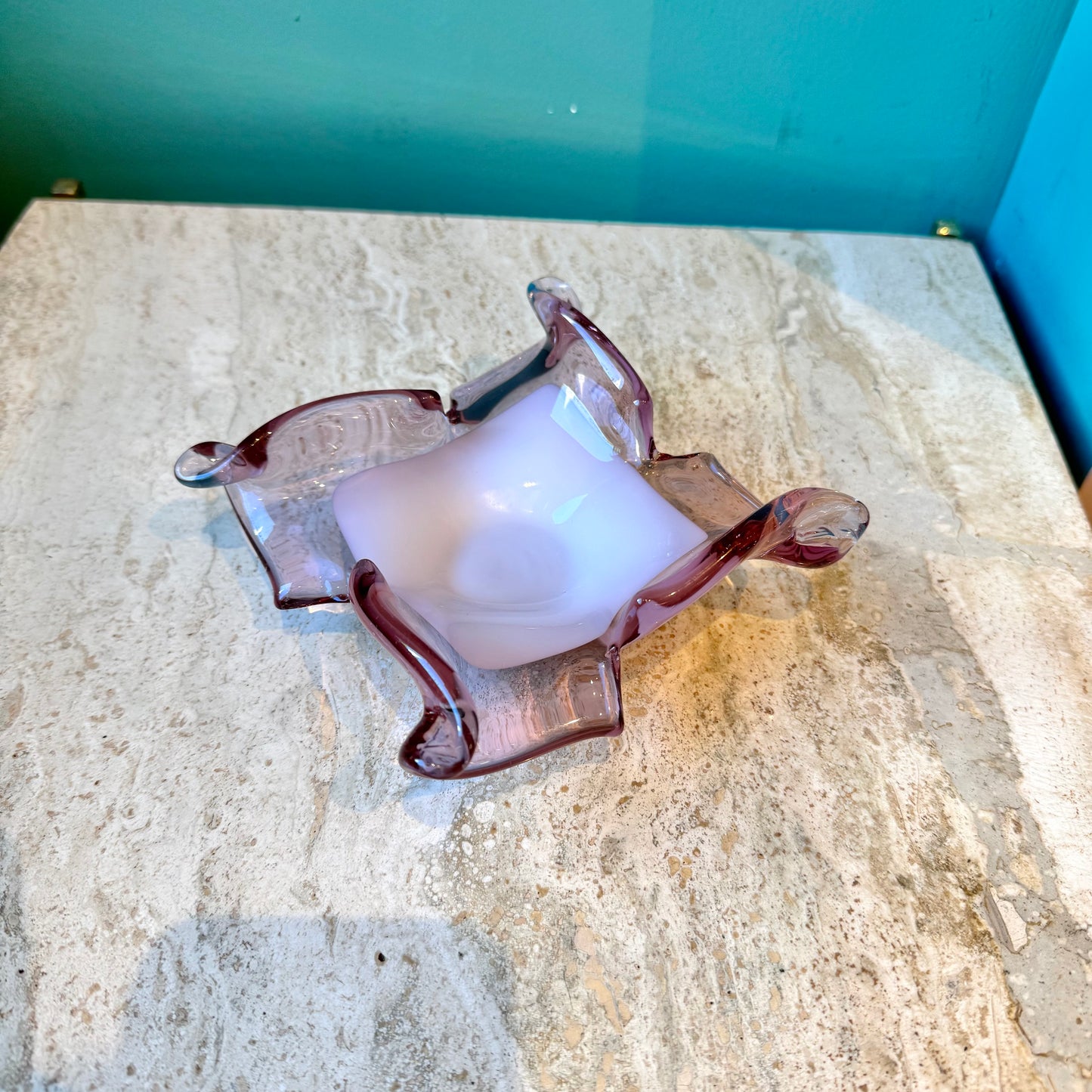 Vintage Pink Murano Glass Catchall Dish
