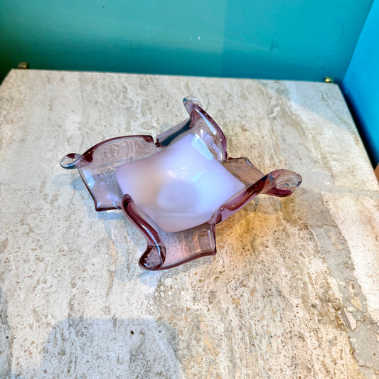Vintage Pink Murano Glass Catchall Dish