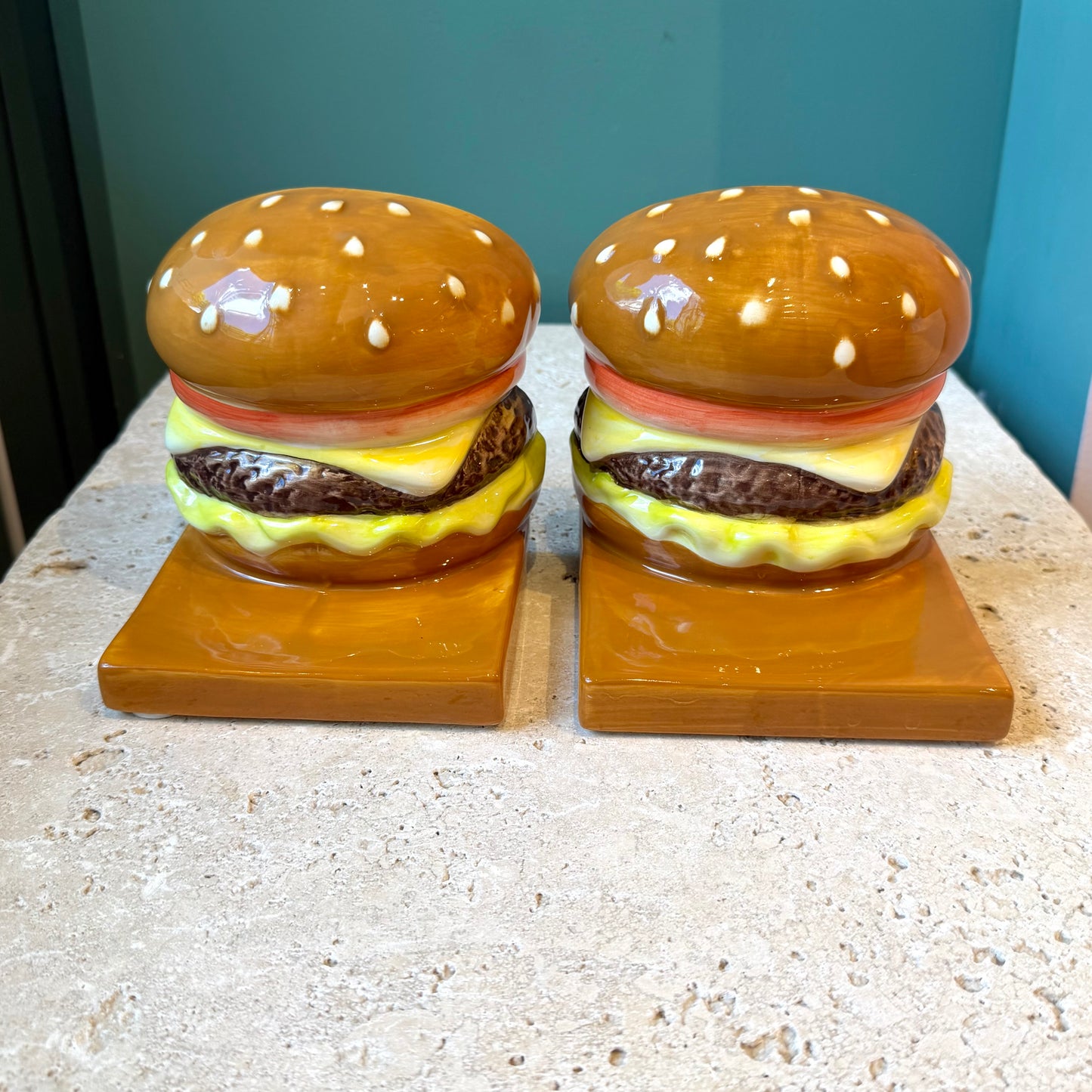 Vintage Ceramic Hamburger Bookends