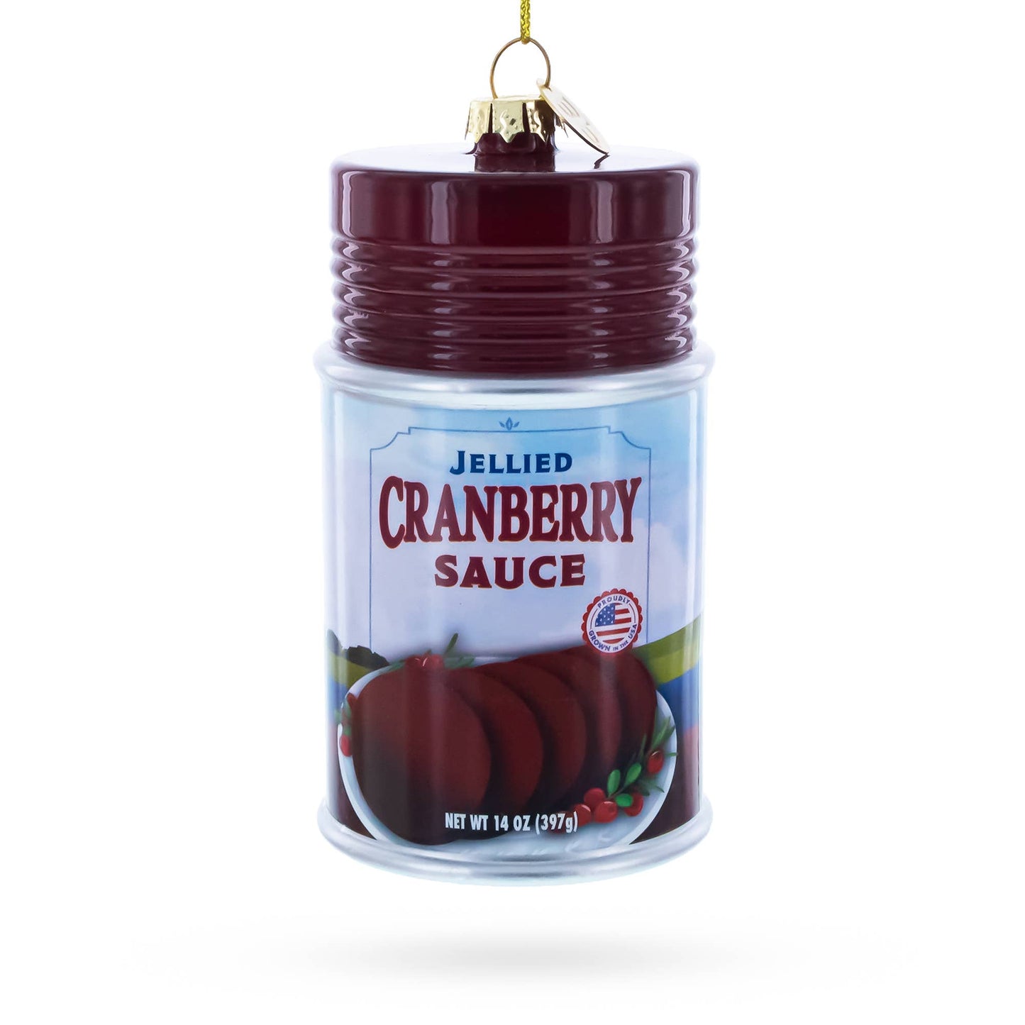Jellied Cranberry Sauce Can Glass Ornament