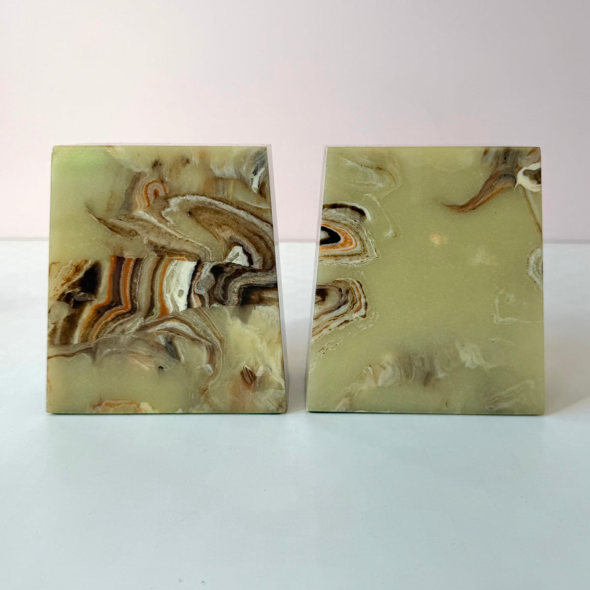 Vintage Faux Green Onyx Bookends