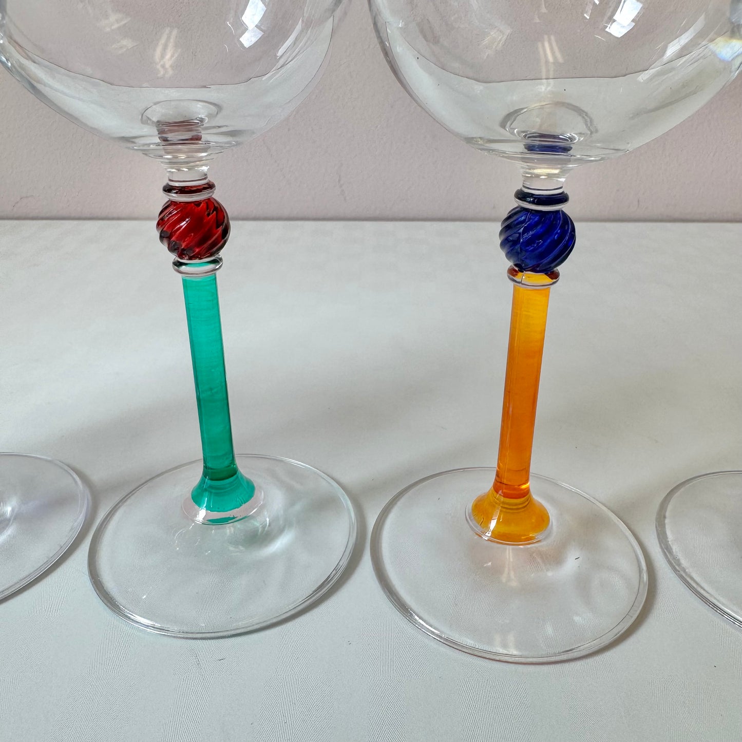 Vintage Set of 6 Hand Made Italian Wine Glasses by IVAT