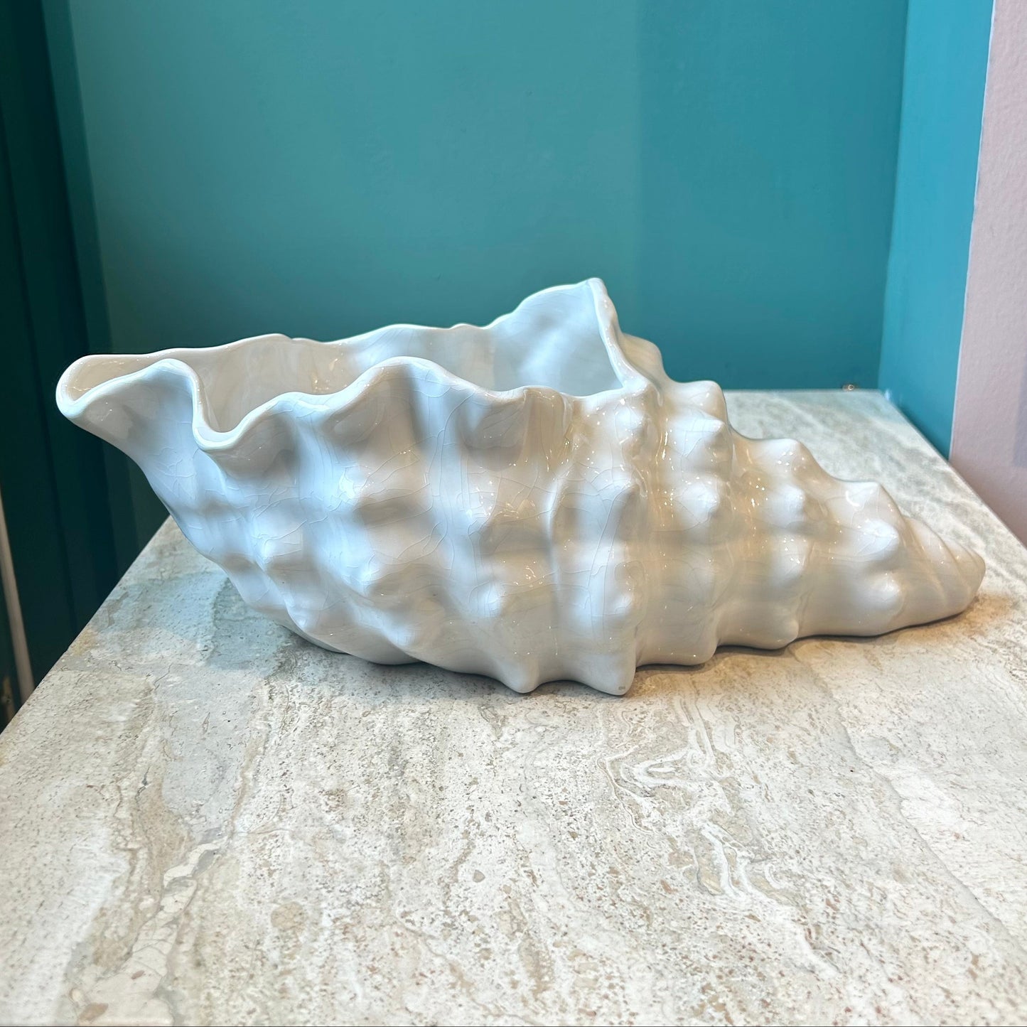 Vintage Ceramic Conch Shell Planter