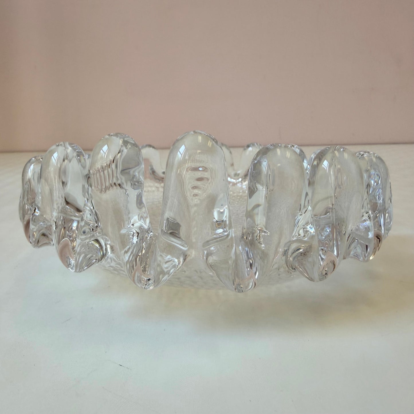 Vintage Kosta Boda Art Glass Sunflower Catchall Bowl