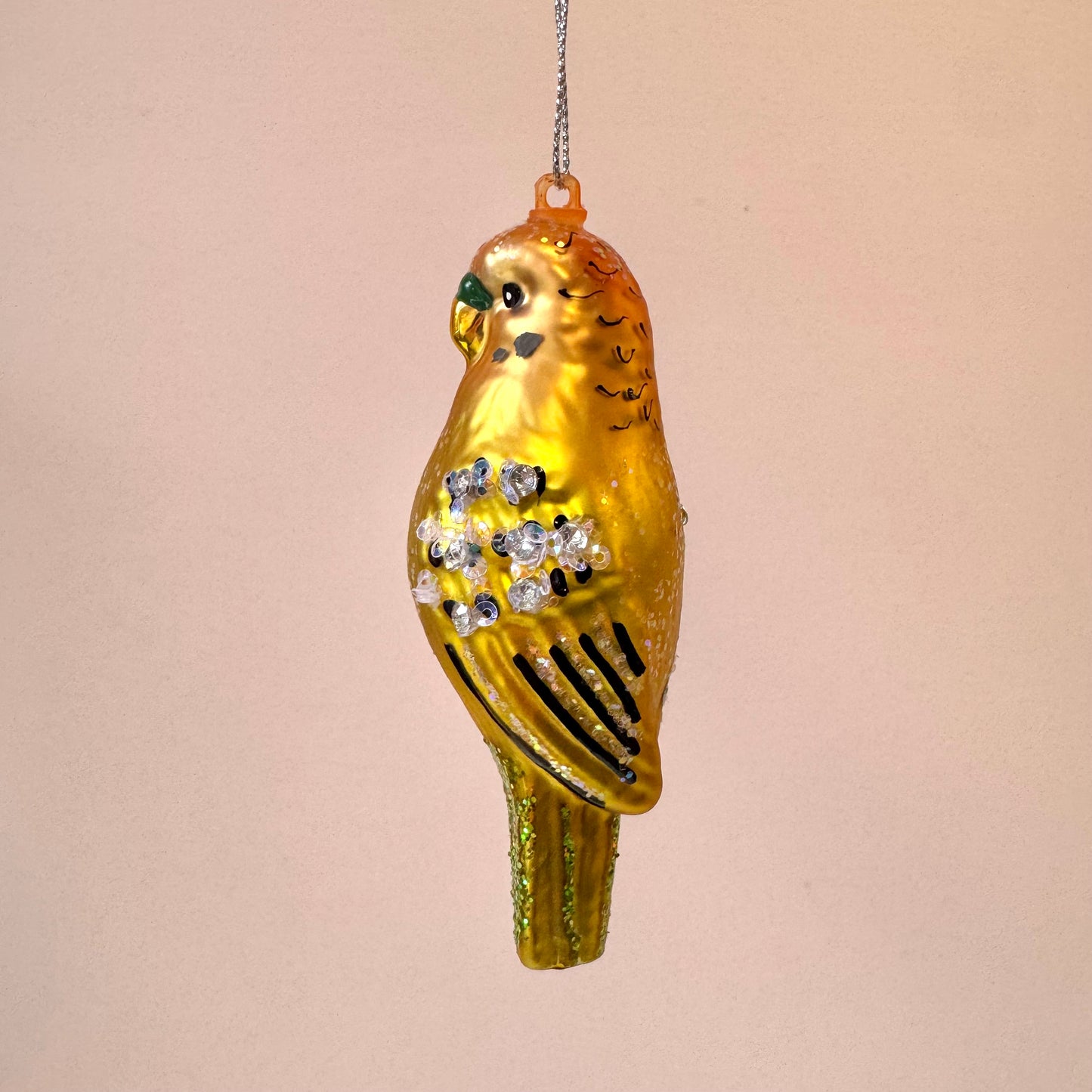 Parakeet Glass Ornament