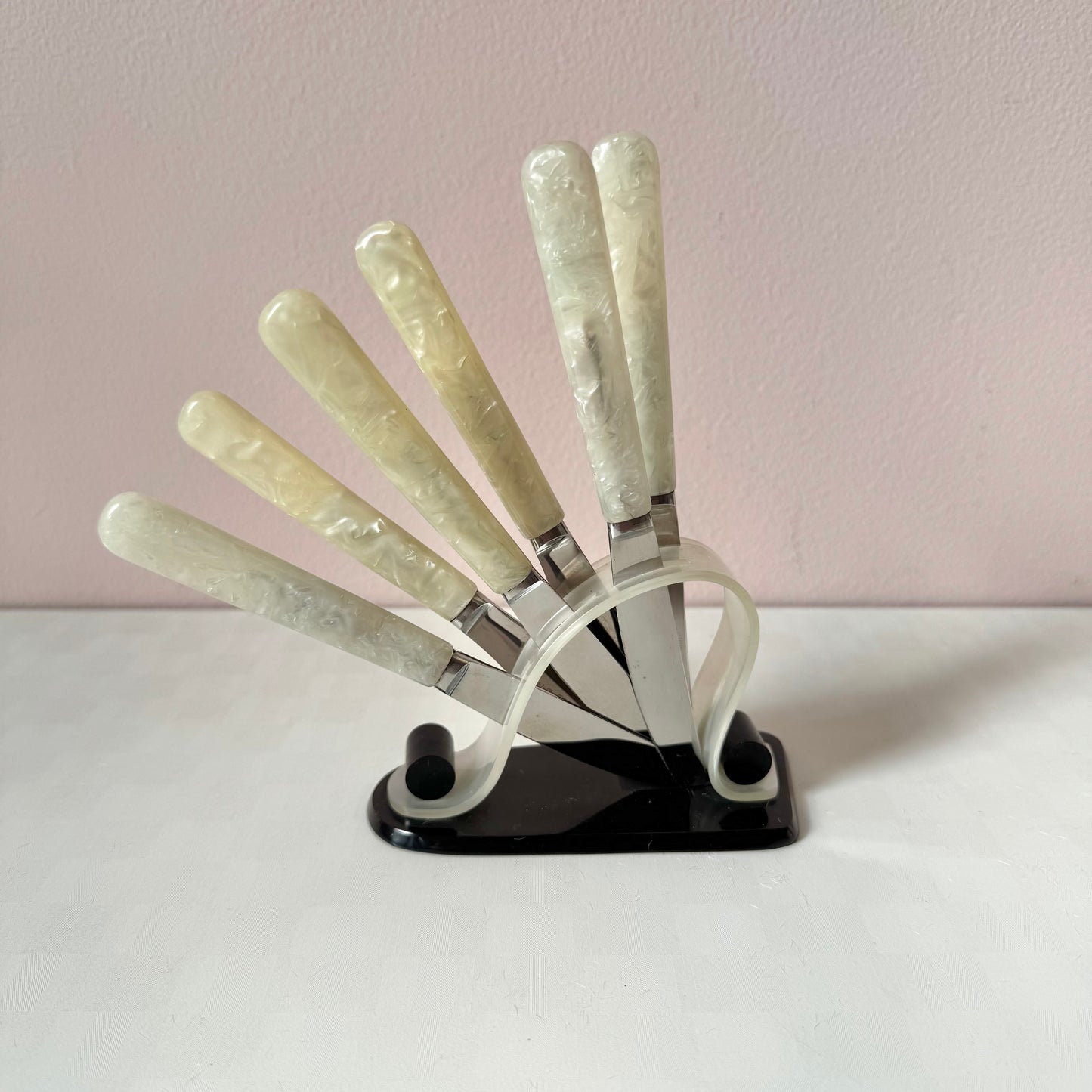 Vintage Art Deco Mother of Pearl Bakelite Fruit Knife Set
