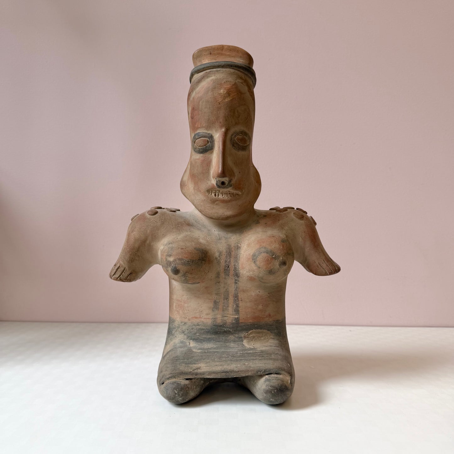 Vintage Large Mid-Century Handcrafted Terracotta Mexican Seated Woman