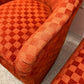 Vintage Dark Orange Checkered Tub Chair by Billy Baldwin for Luten-Clarey-Stern