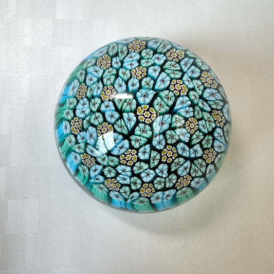 Vintage Blue, Green and Yellow Millefiori Paperweight
