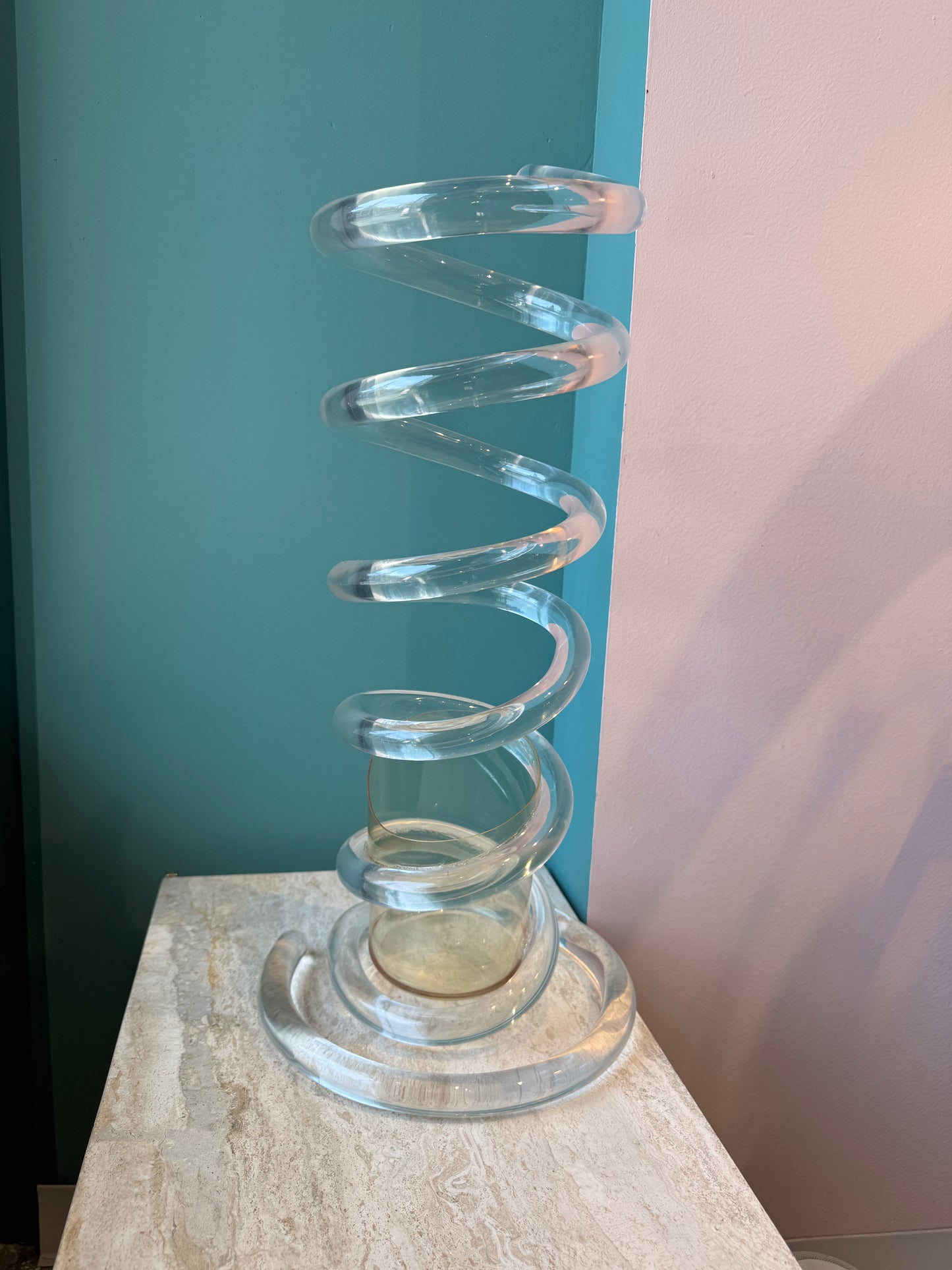 Mid Century Spiral Lucite Umbrella Stand by Dorothy Thorpe (as is)