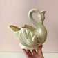 Vintage Iridescent Ceramic Swan Planter