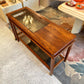 Vintage Lou Hodges Style Oak and Smoked Glass Swiveling Console/Desk