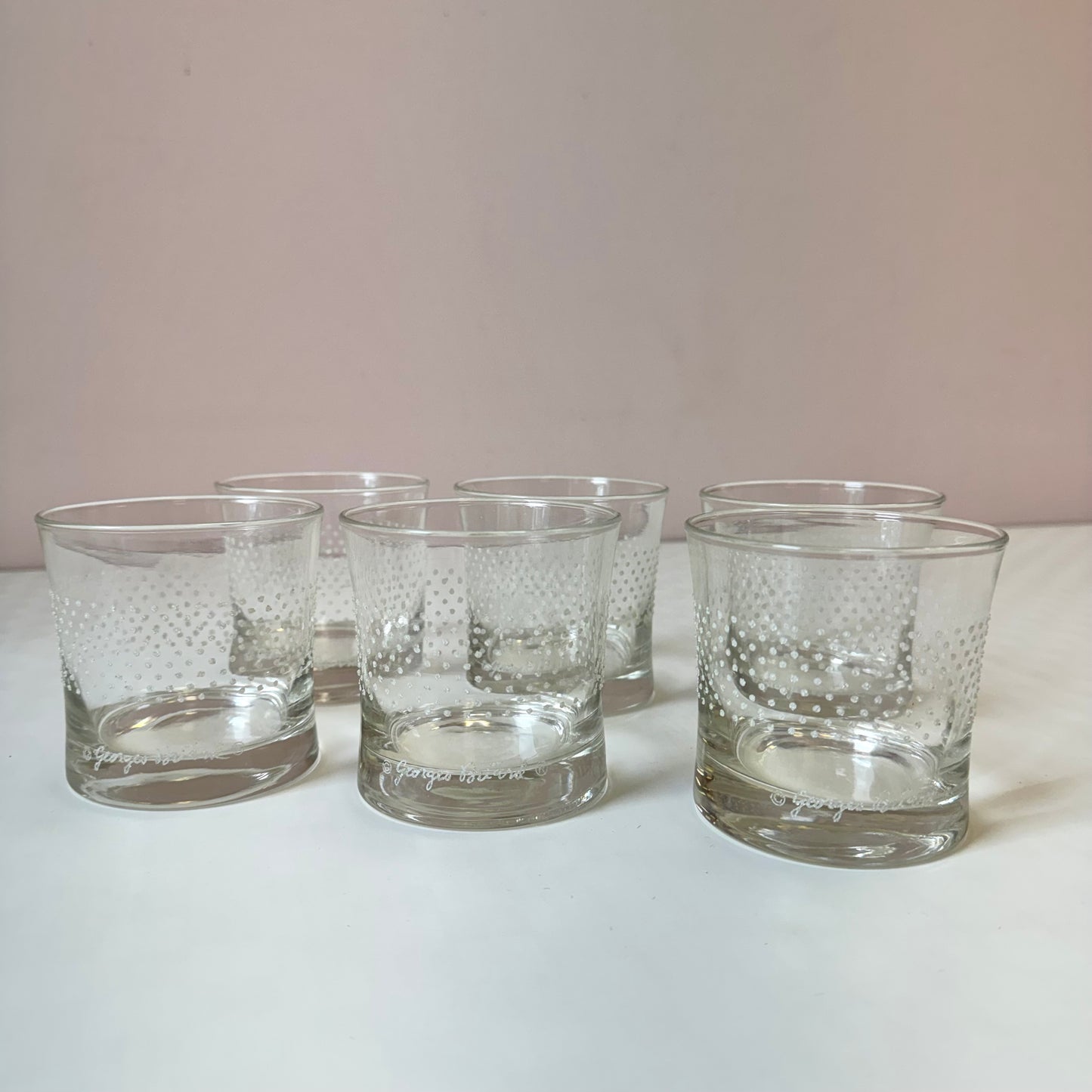 Vintage Mid-Century Georges Briard Textured Dot Rocks Glasses- Set of 6