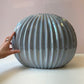 Vintage Pale Blue Opalescent Ribbed Vase
