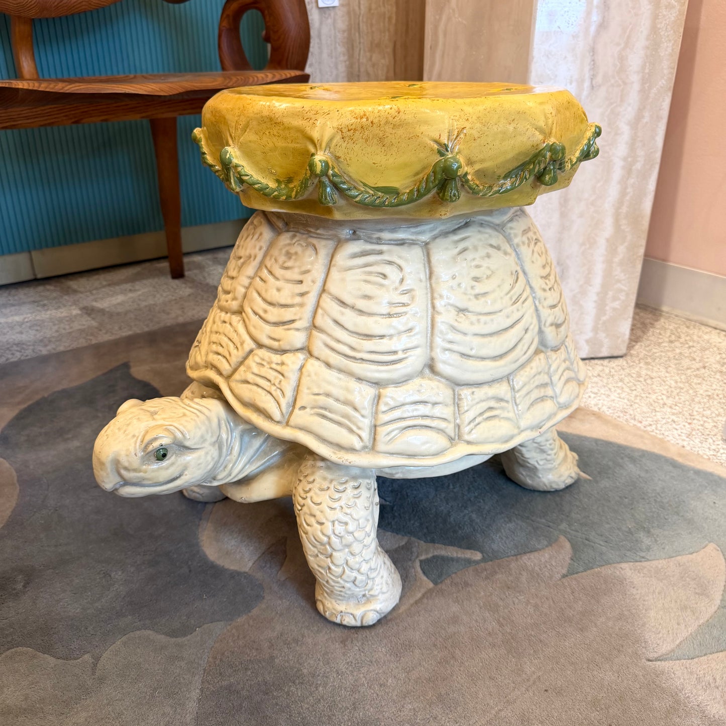 Vintage Extra Large Mid-Century Tortoise Stool