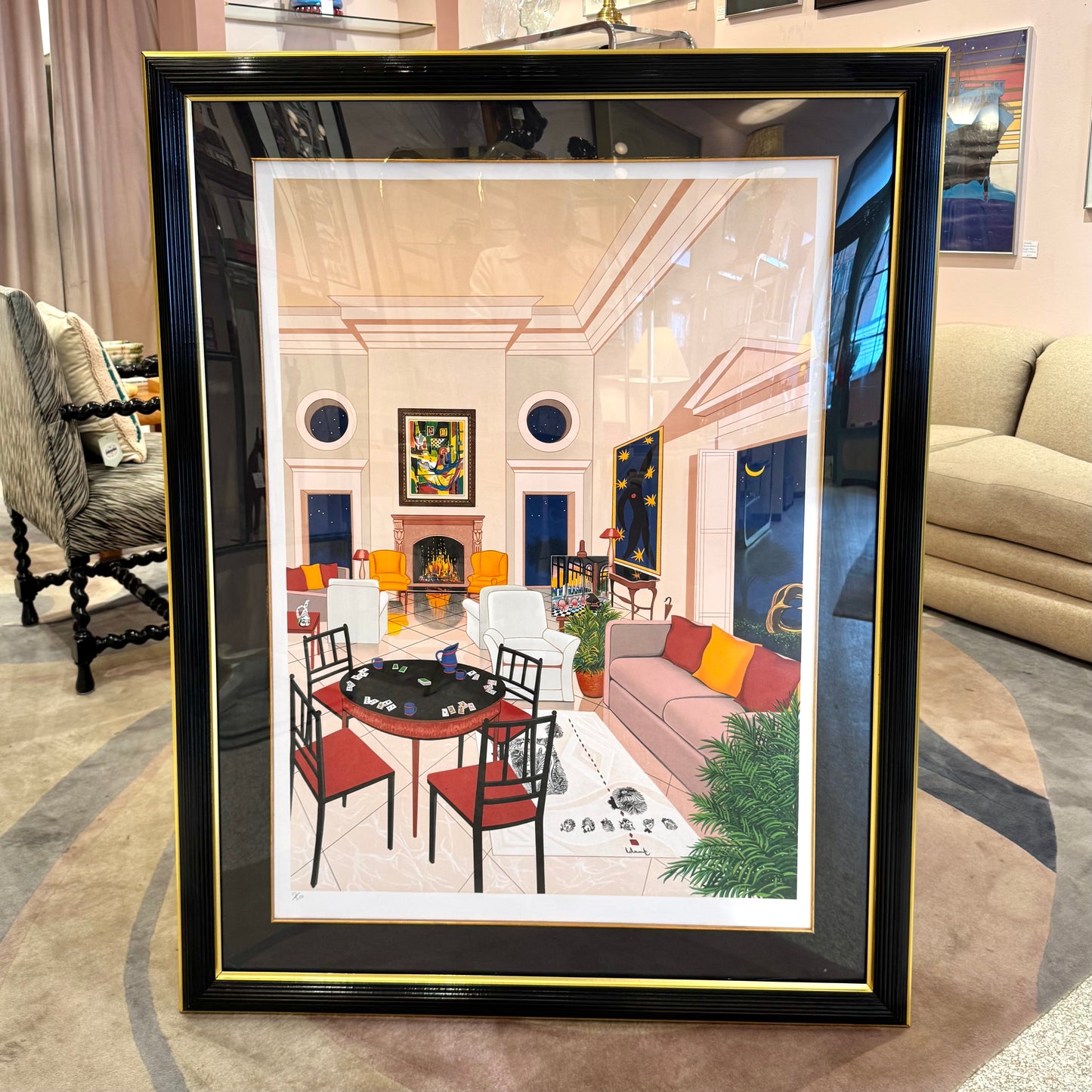 Vintage Limited Edition Signed Lithograph Titled "Le Salon Matisse" by Fanch (Francois Ledan)