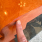 Vintage Postmodern Faux Goatskin Orange Lacquer Console Table