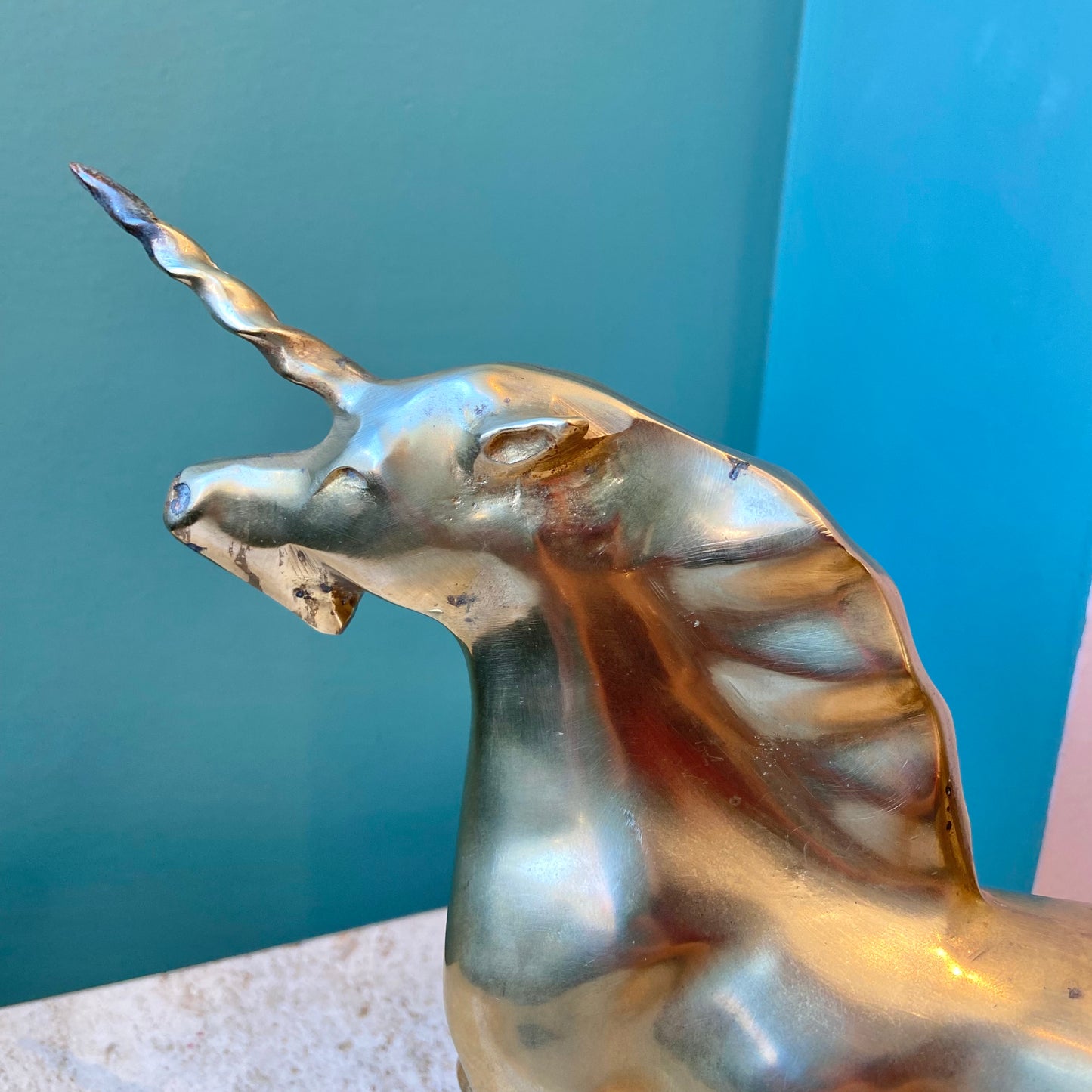 Vintage Brass Running Unicorn Figurine