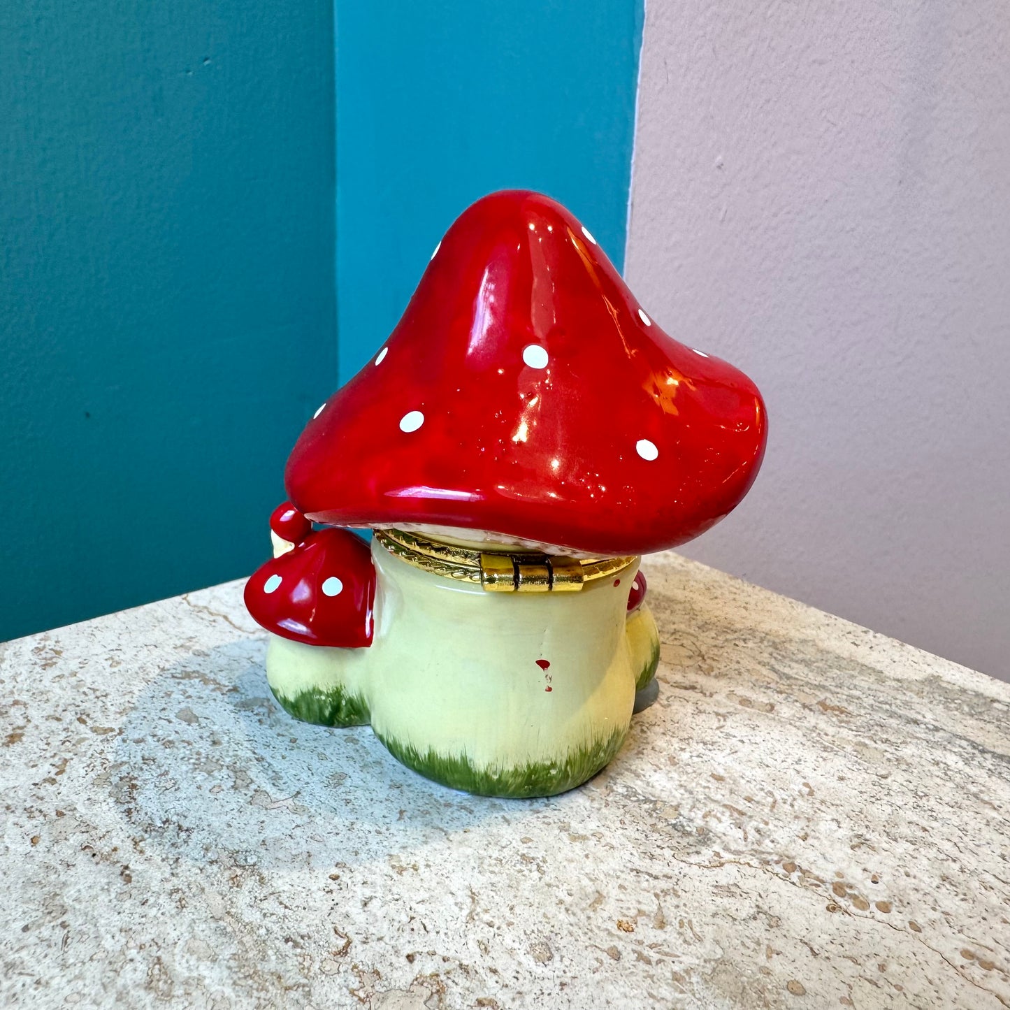Mushroom House Hand Painted Trinket Box