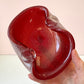 Vintage Pinch Edged Red Bullicante Glass Bowl with Gold Flecks