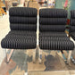 Set of Four 1970's Pace Collection Mariani Lugano Cantilever Dining Chairs in Black/White Stripe