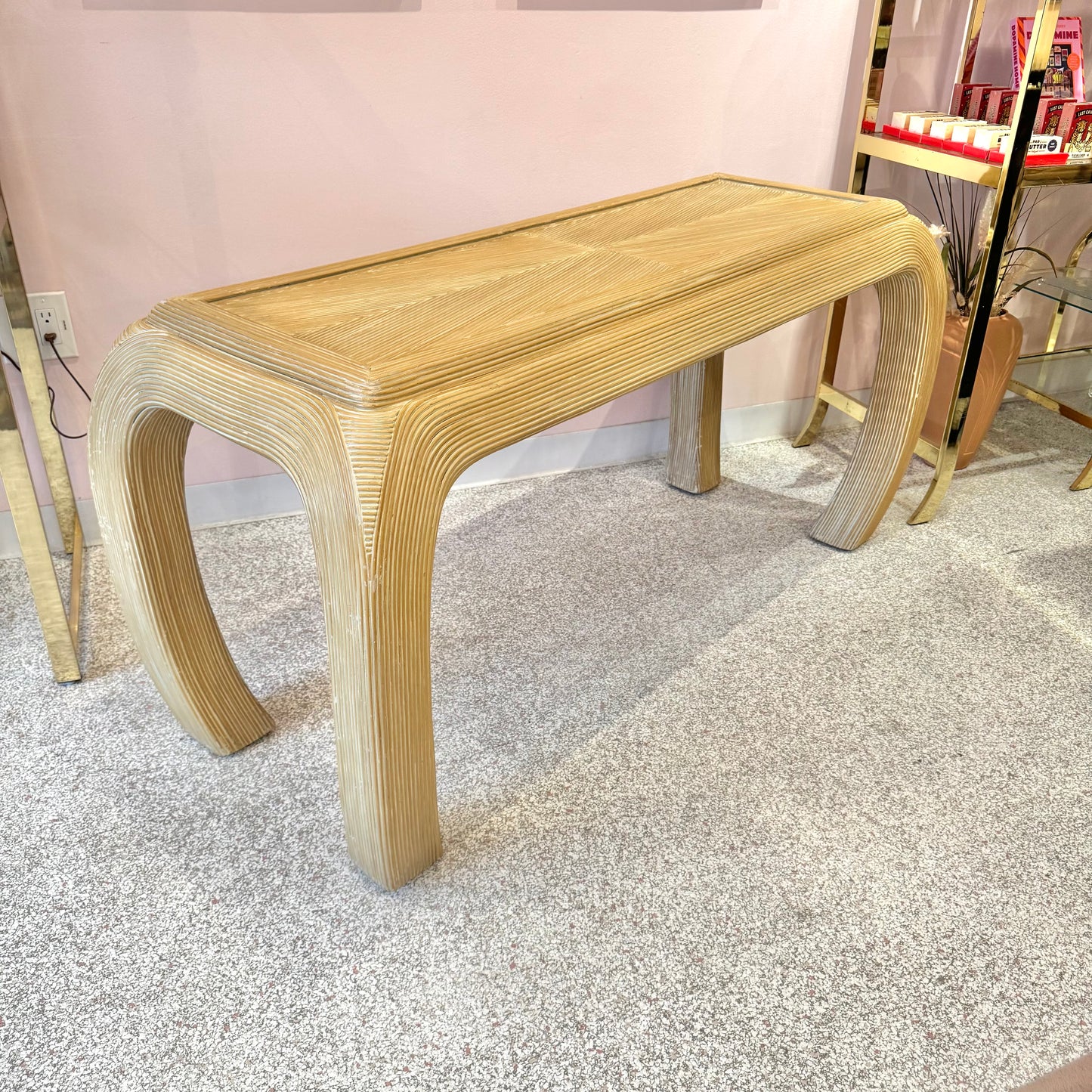 Vintage Curve Legged Pencil Reed Style Console Table