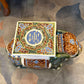 Vintage Hand Painted Green Ceramic Asian Elephant Plant Stand