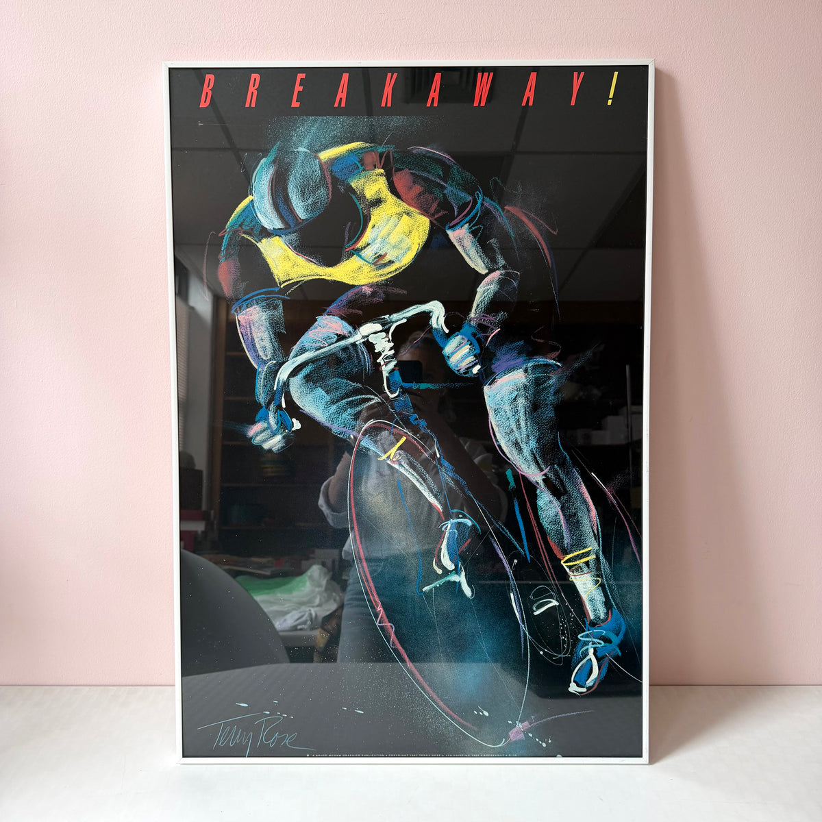 Vintage Framed 1989 "Breakaway!" Art Poster by Terry Rose