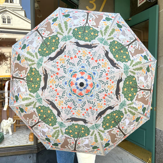 Art Deco Modern Greyhound and Florals Umbrella