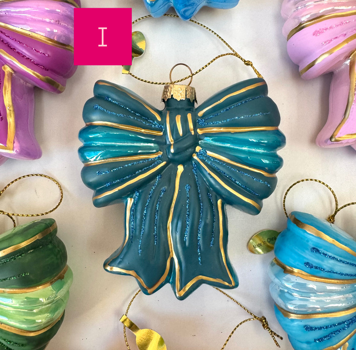 Sparkling Satin Bow Glass Ornament