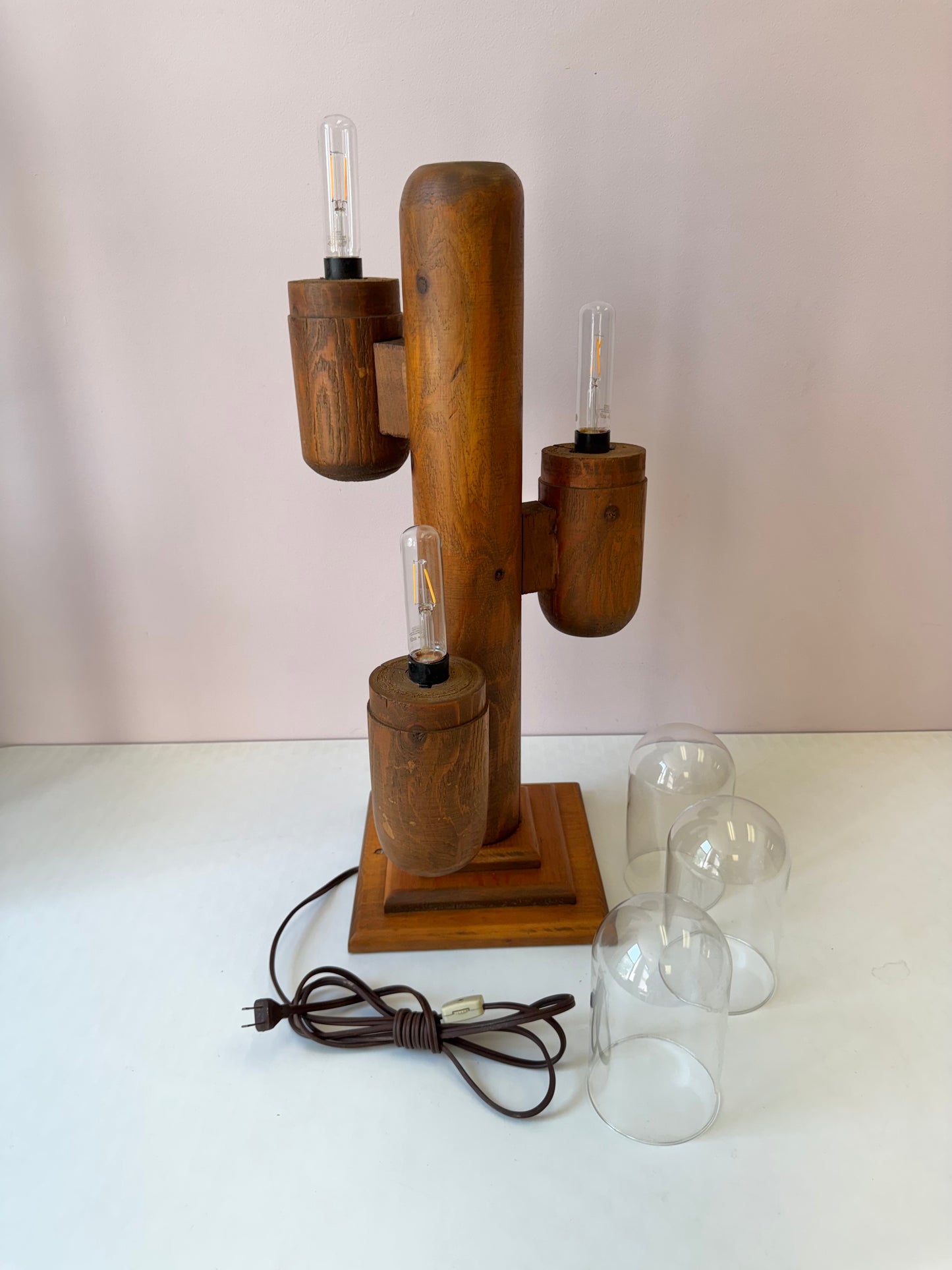 Vintage 1990’s Wooden Modeline Replica Saguaro Cactus Lamp (as is)