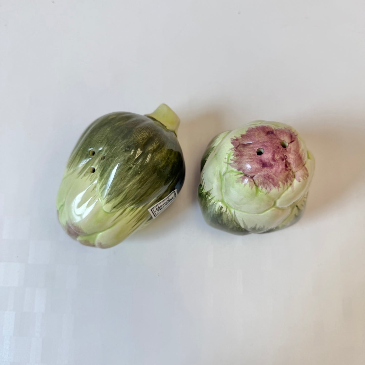 Vintage 1989 Fitz & Floyd Artichoke Ceramic Salt & Pepper Shaker Set