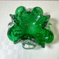 Vintage Green and Silver Leaf Murano Glass Bowl