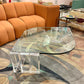 1970's Glass and Lucite Tear Drop Coffee Table