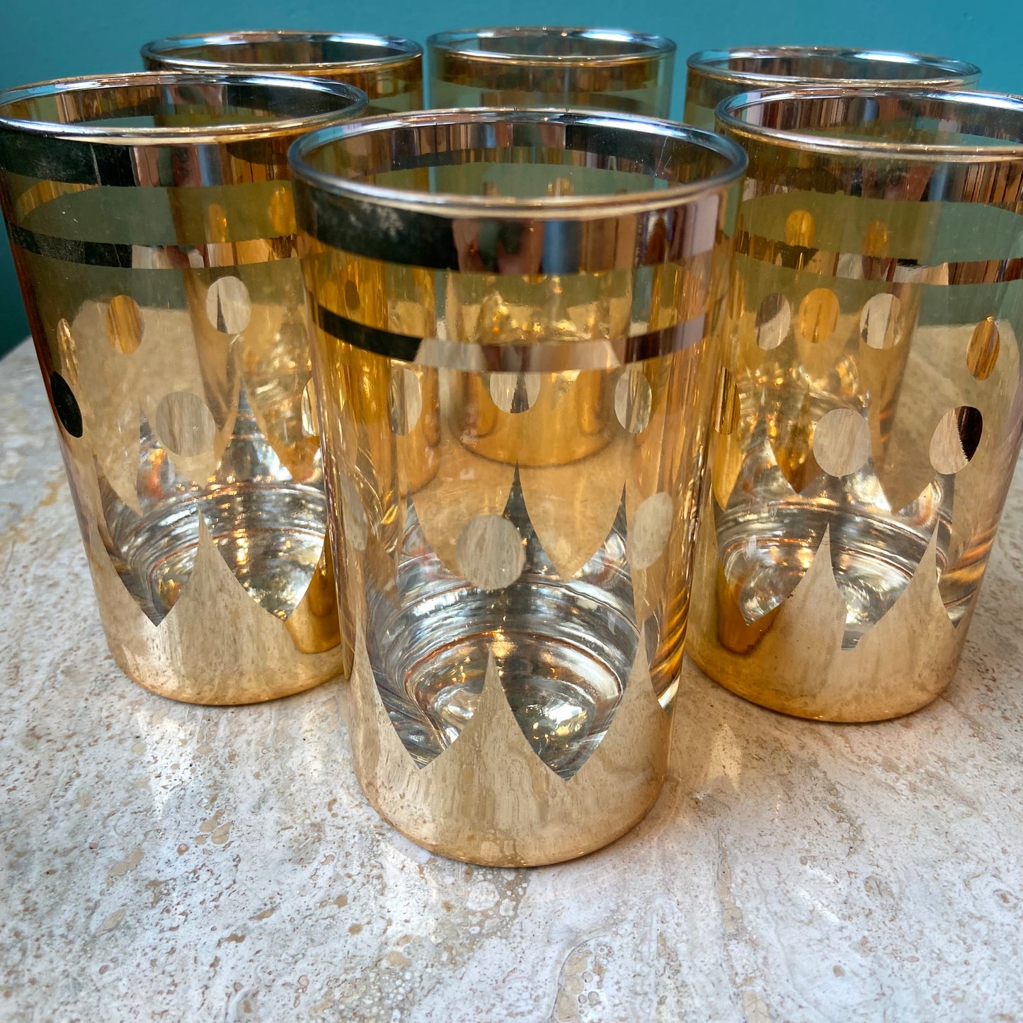 Set of 6 Vintage Gold Plated Glasses