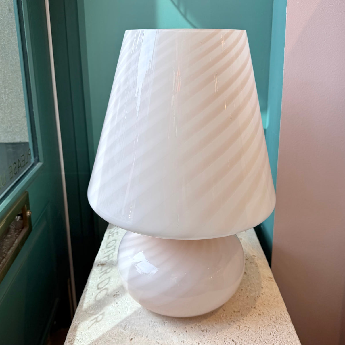 Extra Large Vintage Blush Pink Murano Mushroom Lamp