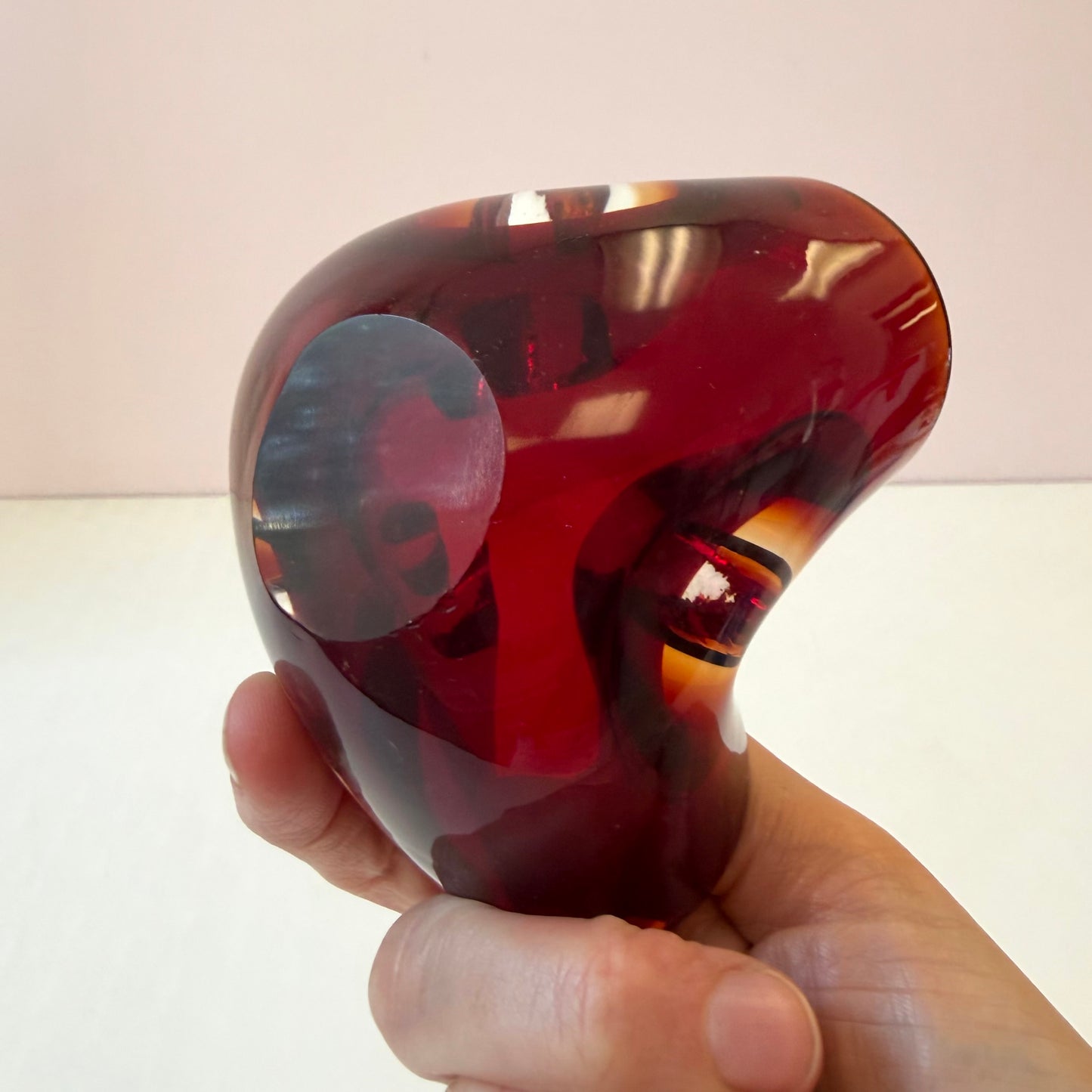 Vintage Deep Red Murano Style Glass Catchall Dish