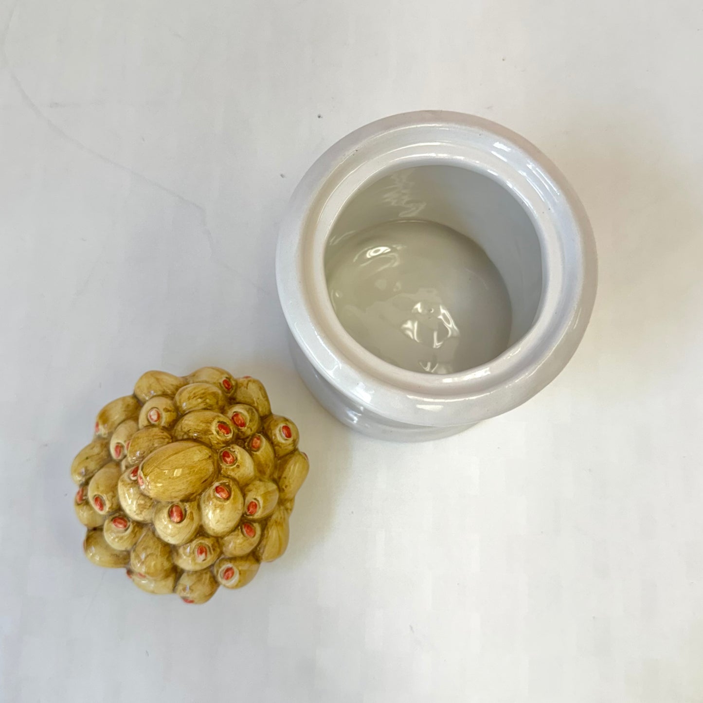 Vintage Italian Ceramic Olive Lidded Canister