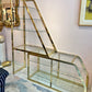 Vintage Asymmetrical Brass and Glass Etagere by DIA